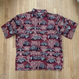 Reyn Spooner Hawaiian Shirt Mens Size X Large Vintage Cars Art Of Eddy